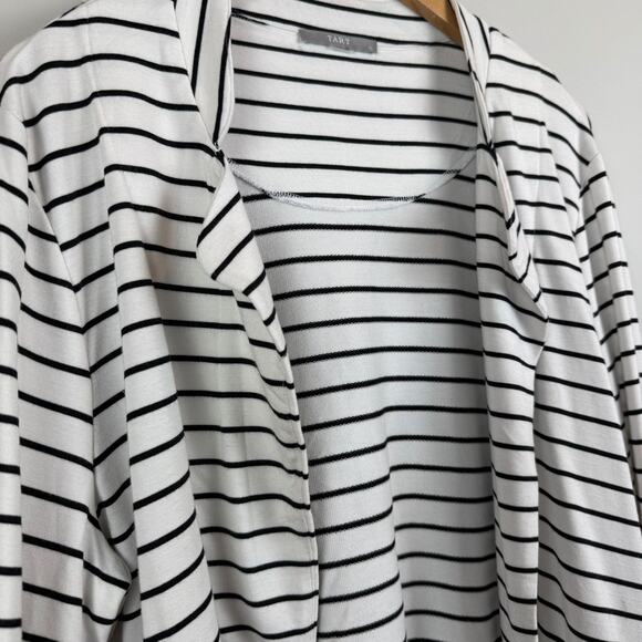 Tart Open Front Blazer Jacket Womens XL White Black Striped Modal Classic Topper - Picture 6 of 9